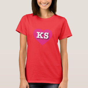 Kansas Hot Pink Heart - I Liebe KS T-Shirt
