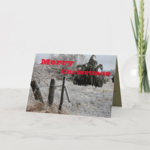 Kansas Icy Fence Christmas Grußkarte Feiertagskarte