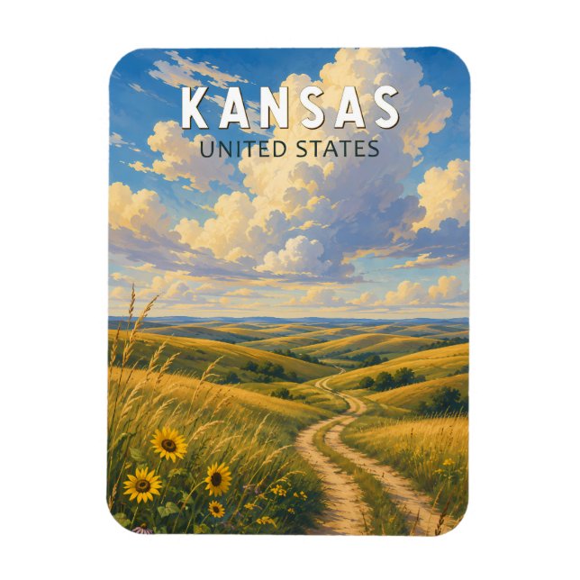 Kansas Illustrations Reise Kunst Vintage Magnet (Vertikal)