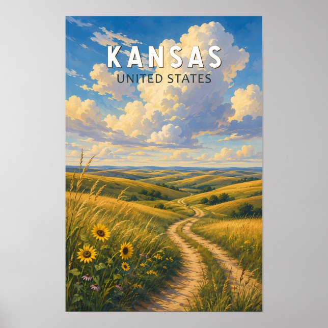 Kansas Illustrations Reise Kunst Vintage Poster (Vorne)