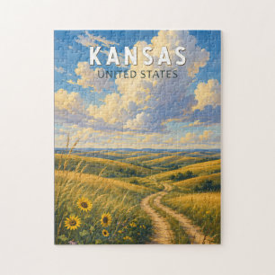 Kansas Illustrations Reise Kunst Vintage Puzzle
