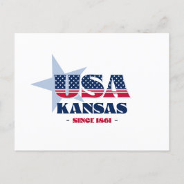 Kansas in roter, weißer und blauer Postkarte