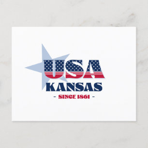 Kansas in roter, weißer und blauer Postkarte