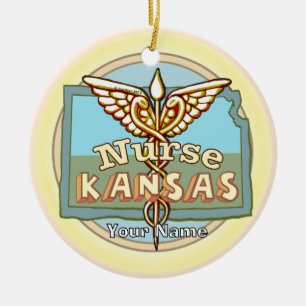 Kansas Krankenschwester Caduceus Keramik Ornament