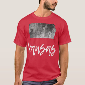 Kansas KS Map Grunge Vintag Graphic Zuhause Staat  T-Shirt