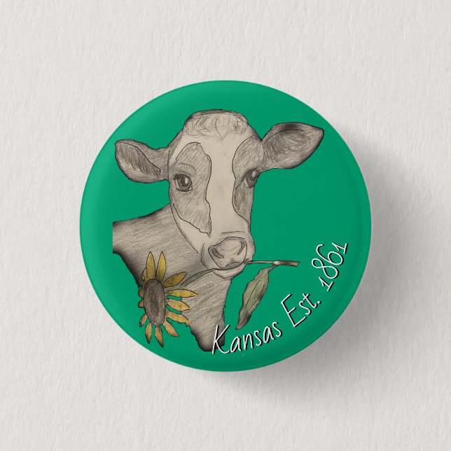 Kansas-Kuh-Knopf Button (Vorderseite)