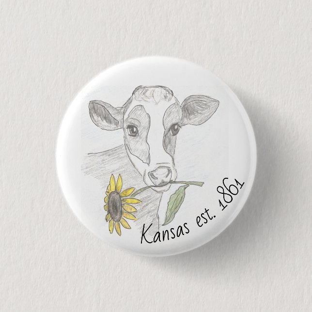 Kansas-Kuh-Knopf Button (Vorderseite)