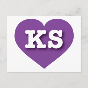 Kansas Lila Heart - I Liebe KS Postkarte