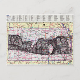 Kansas Map Art Postkarte