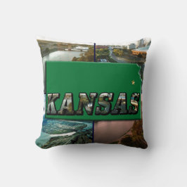 Kansas Map und Fotos Kissen