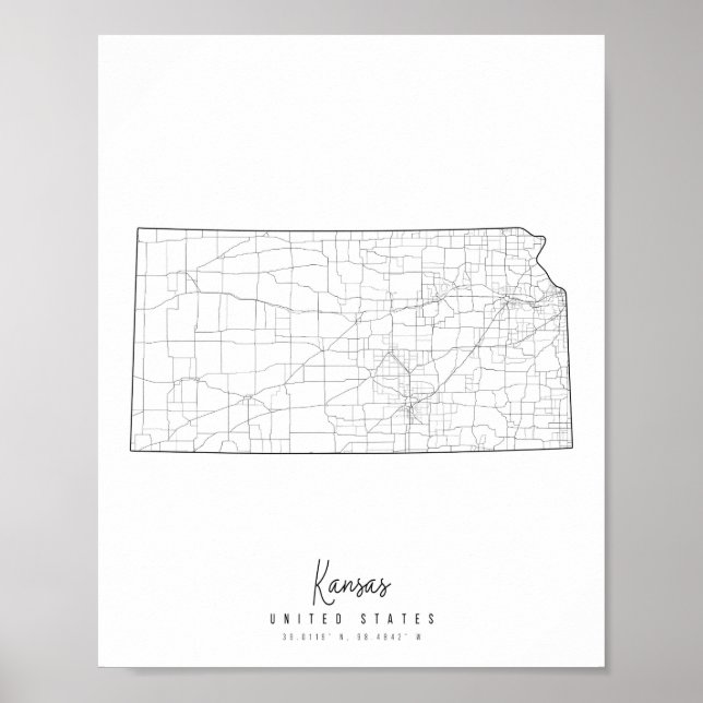 Kansas Minimal Street Map Poster (Vorne)