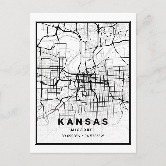 Kansas Missouri USA Travel City Map Postkarte (Vorderseite)
