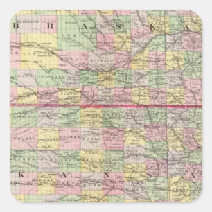 Kansas, Nebraska Quadratischer Aufkleber