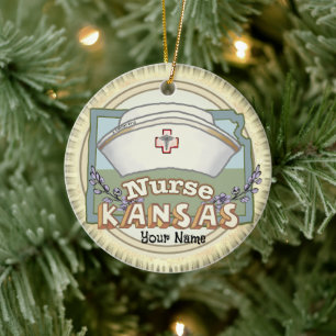 Kansas Nurse Keramik Ornament