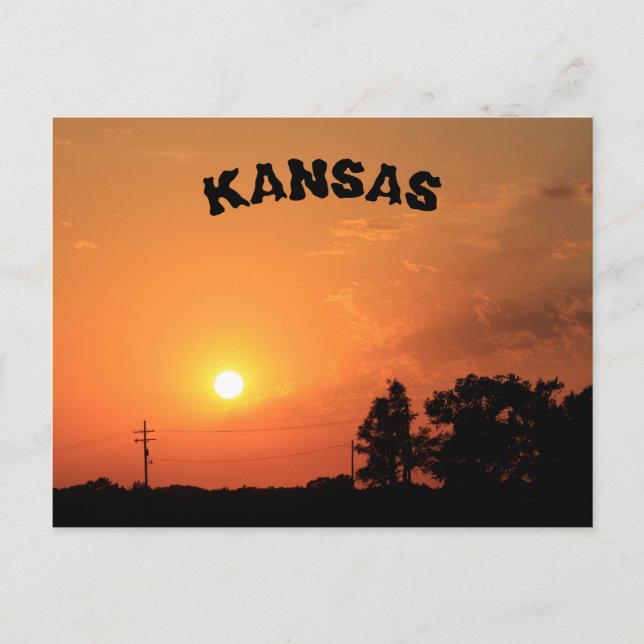 Kansas Orange Sunset mit Power Linien Postkarte (Vorderseite)