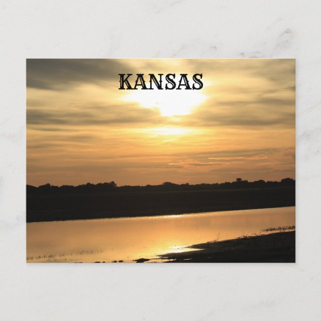Kansas Orange Sunset w Reflektionskarte Postkarte (Vorderseite)