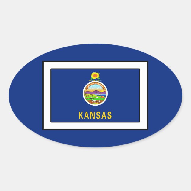 Kansas Ovaler Aufkleber (Vorderseite)
