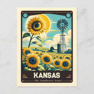 Kansas Patriotischer Geist Vintage Postkarte