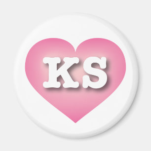 Kansas Pink Fade Heart - I Liebe KS Magnet