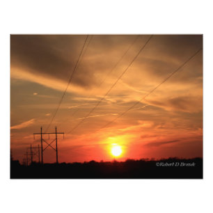 Kansas Power Line Sunset Fotodruck