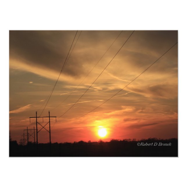 Kansas Power Line Sunset Fotodruck (Vorne)