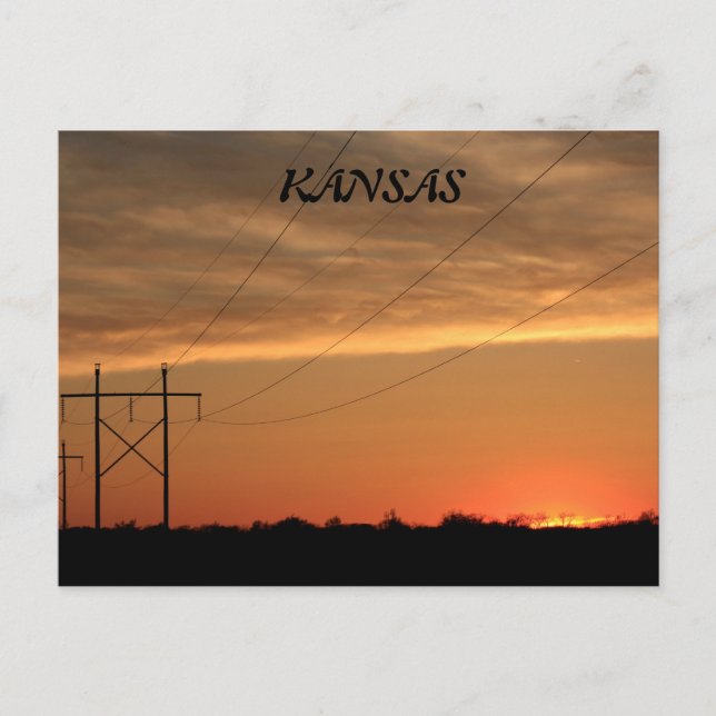 Kansas Power Line Sunset Post Card Postkarte (Vorderseite)