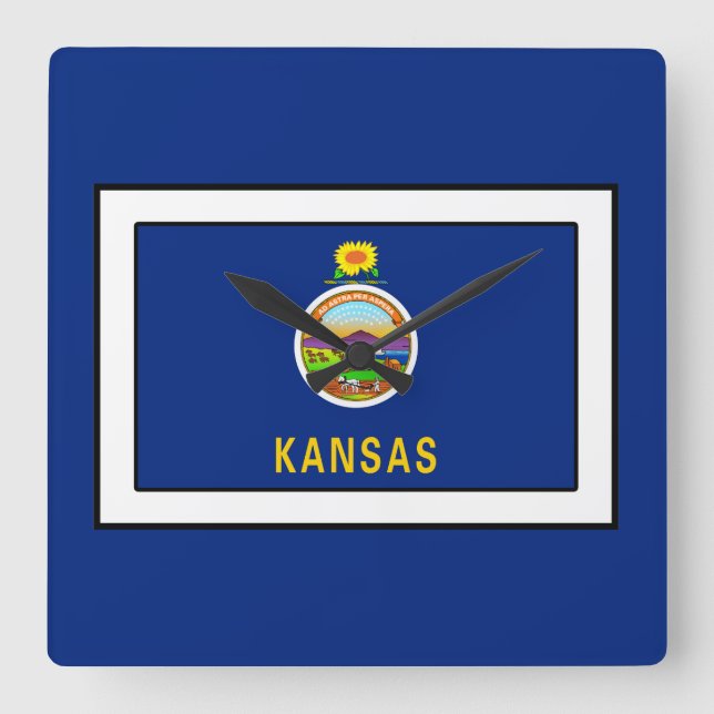 Kansas Quadratische Wanduhr (Vorderseite)