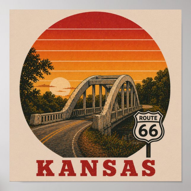 Kansas Rainbow Bridge Route 66 Poster (Vorne)