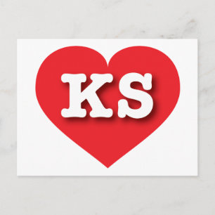 Kansas Red Heart - I Liebe KS Postkarte