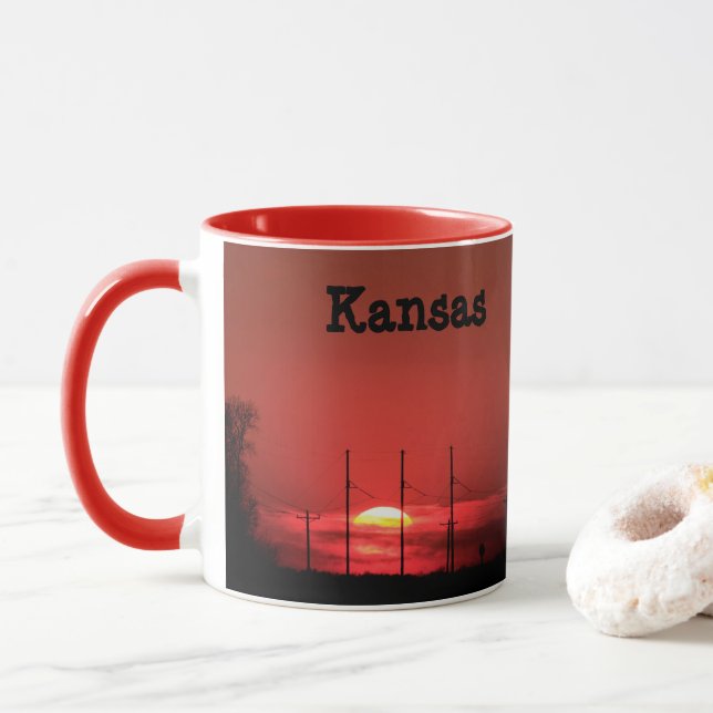 Kansas RED SUNSET Tasse (Mit Donut)