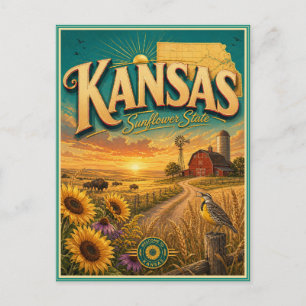 Kansas Retro-Reise-Andenken-Postkarte Postkarte
