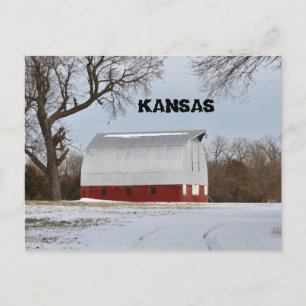 Kansas Roter Stall mit Baum- und Himmelskarte Postkarte