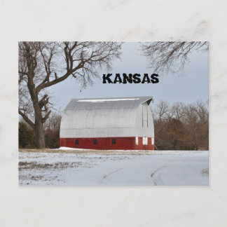 Kansas Roter Stall mit Baum- und Himmelskarte Postkarte