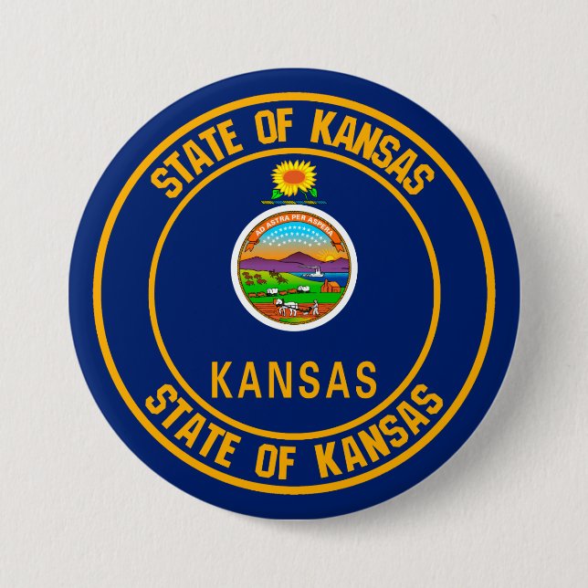 Kansas Round Emblem Button (Vorderseite)