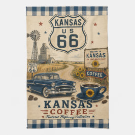 Kansas Route 66 Sunflower Diner Roadside Geschirrtuch