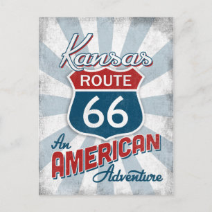 Kansas Route 66 Vintag Amerika Postkarte