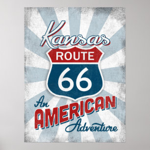Kansas Route 66 Vintages Amerika Poster