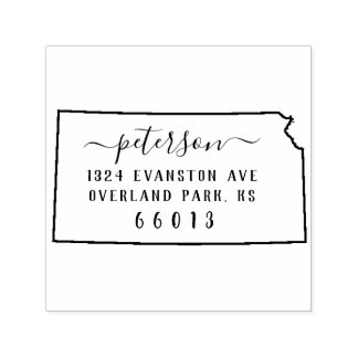 Kansas Rücksendeadresse Briefmarke Selbstfarbig Permastempel