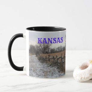 Kansas Snowy Fence Landscape Coffee Tasse