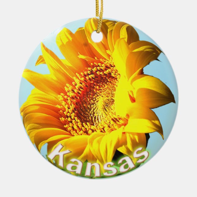 Kansas-Sonnenblume Keramik Ornament (Vorne)