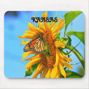 Kansas Sonnenblume und Monarchschmetterling, Mouse Mousepad