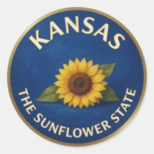 Kansas-Sonnenblumen-Emblem 🌻 Runder Aufkleber