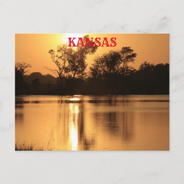 Kansas Sonnenset mit Wasser Reflektionskarte Postkarte (Vorderseite)