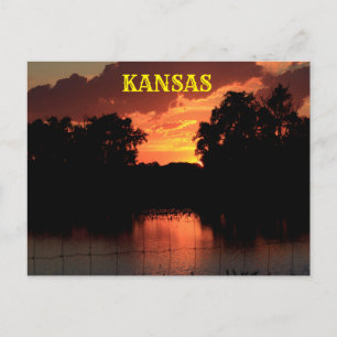 Kansas Sonnenuntergang mit Silhouetten, Postkarte