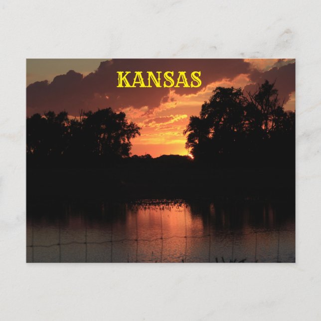 Kansas Sonnenuntergang mit Silhouetten, Postkarte (Vorderseite)
