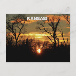 Kansas Sonnenuntergang mit Wolken und Bäumen Post Postkarte