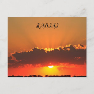 Kansas Sonnenuntergang mit Wolken und Sonnenstrahl Postkarte