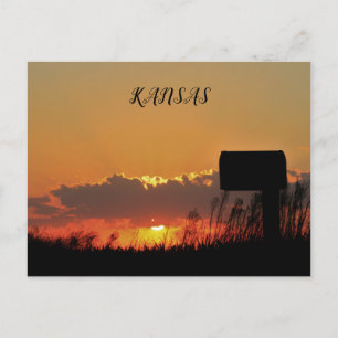 Kansas Sonnenuntergang mit Wolken und Sonnenstrahl Postkarte