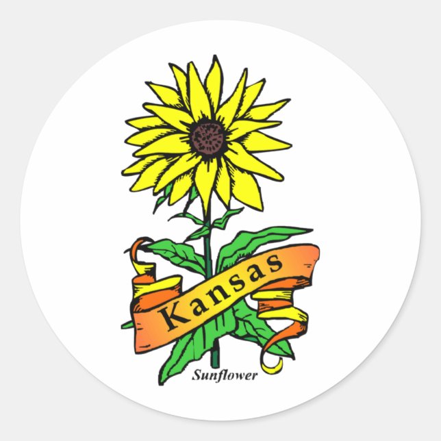 Kansas Staat Blume Runder Aufkleber (Vorderseite)