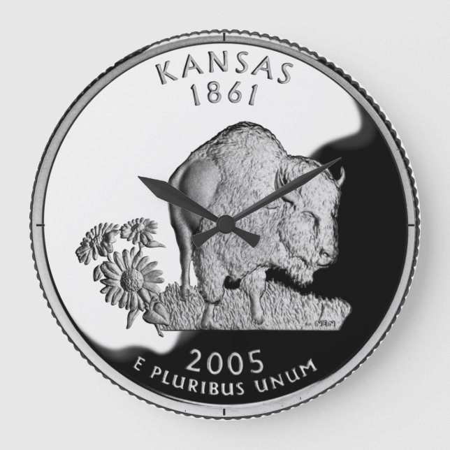 Kansas Staat Imitate Quarter Clock Große Wanduhr (Vorderseite)